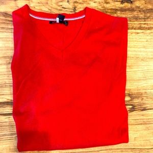Red Banana Republic V-neck Silk Cotton Cashmere Sweater